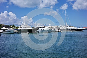 Luxury Yachts Docked in a Marina in St. Maarten