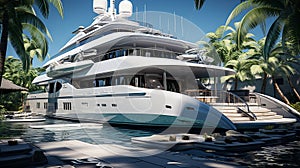 Luxury yachts and elegant sailboats in sun drenched yacht club marina for upscale product showcases