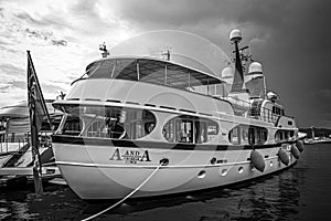 Luxury Yachts in the harbor of Saint Tropez - ST TROPEZ, FRANCE - JULY 13, 2020