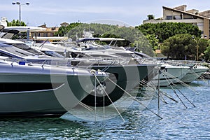 luxury yachts in a harbour in the Mediterranean Sea