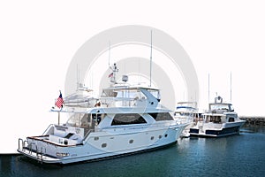 Luxury yachts isolated against white background