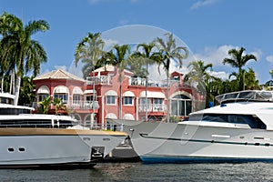 Luxury yachts and mansion