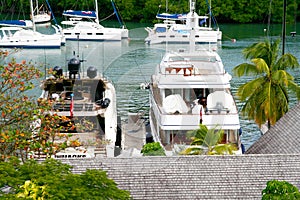 Luxury Yachts moored at Marigot Bay Resort and Marina Saint Lucia