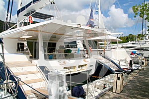 Luxury Yachts moored at Marigot Bay Resort and Marina in Saint Lucia photo