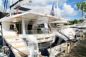 Luxury Yachts moored at Marigot Bay Resort and Marina  Saint Lucia