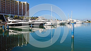 Luxury yachts in the port of Vilamoura in Portugal