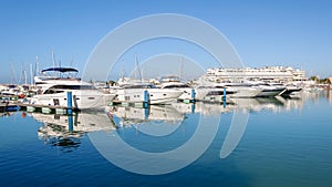 Luxury yachts in the port of Vilamoura in Portugal photo