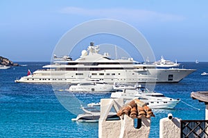 Luxury yachts at Porto Cervo bay at Sardinia Island, Italy