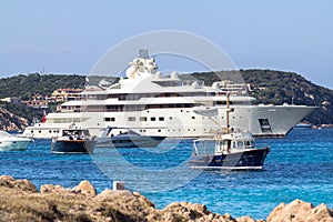 Luxury yachts at Porto Cervo bay at Sardinia Island, Italy