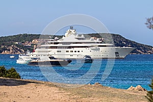 Luxury yachts at Porto Cervo bay at Sardinia Island, Italy