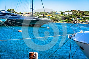 Luxury yachts in Porto Cervo harbor