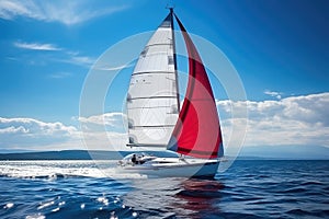 Luxury Yachts at Sea, Sailing Regatta, Sailing Sport in Ocean Waves, Generative AI Illustration