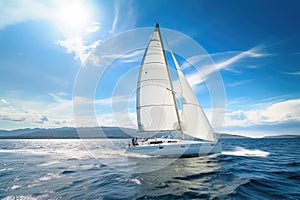 Luxury Yachts at Sea, Sailing Regatta, Sailing Sport in Ocean Waves, Generative AI Illustration