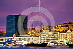 Luxury yachts on Split waterfront evening view