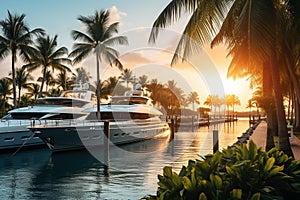 Luxury Yachts at Sunset: A Serene Resort Marina Escape