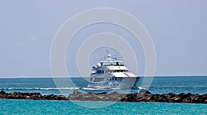 Luxury yatch coming into port