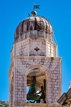 Luza square in Dubrovnik, Croatia with the old clock tower - 31 meter high