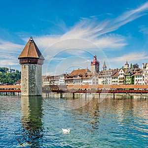 Luzern - Chapel bridge over Reuss river