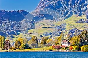 Luzern lake and Swiss Alps landscape view
