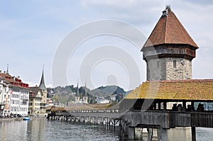 Luzern town with covered bridge