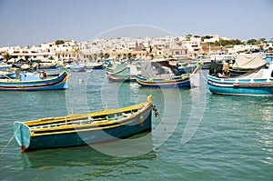 Luzzu boats harbor marsaxlokk malta