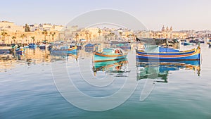 Luzzu, traditional maltese eyed boats, Marsaxlokk bay