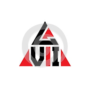 LVI triangle letter logo design with triangle shape. LVI triangle logo design monogram. LVI triangle vector logo template with red