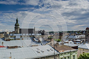 Lviv city buildings view from the roof