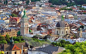 Lviv City in the evening photo
