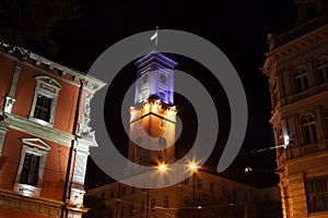 Lviv City hall by night photo