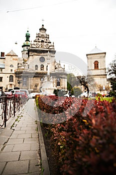 Lviv Cityscape and People. Lviv Old Town.