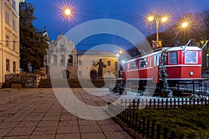 Lviv. Second-hand booksellers` square at night. photo