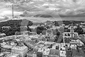 Lviv, Ukraine old city top view panorama