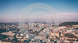 Lviv, Ukraine, Panoramic view of the city from the Town Hall