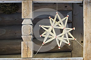 LVOV, UKRAINE- JANUARY 20 2018: Straw Christmas star. Christmas