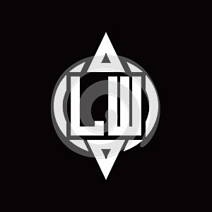 LW Logo with circle rounded combine triangle top and bottom side design template photo