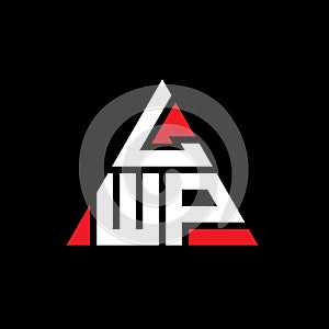 LWP triangle letter logo design with triangle shape. LWP triangle logo design monogram. LWP triangle vector logo template with red