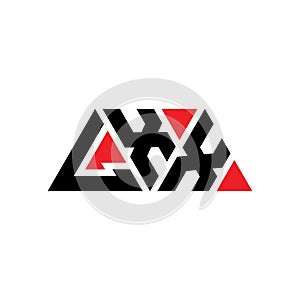 LXX triangle letter logo design with triangle shape. LXX triangle logo design monogram. LXX triangle vector logo template with red