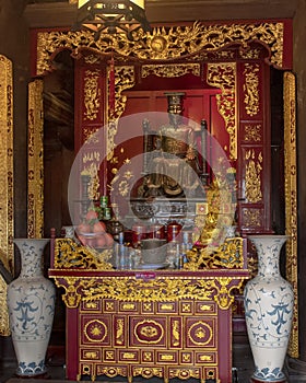 Ly Nhan Tong altar, upper floor rear building, Fifth Couryard, Temple of Literature, Hanoi, Vietnam