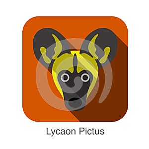 Lycaon Pictus dog face flat design