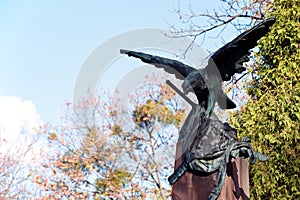 Lychakiv cemetery sculptures in Lviv, Ukraine