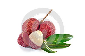 Lychee. Fresh lychees isolated on white background