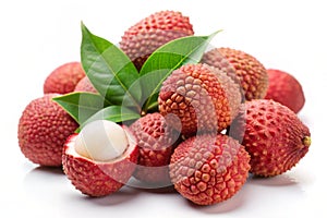 Lychee Fresh Lychees on White