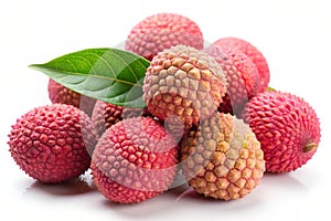 Lychee Fresh Lychees on White