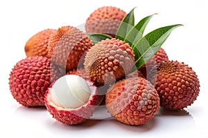 Lychee Fresh Lychees on White