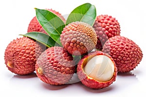 Lychee Fresh Lychees on White
