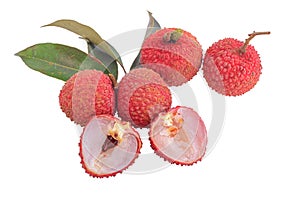 Lychee fruit isolated on white.