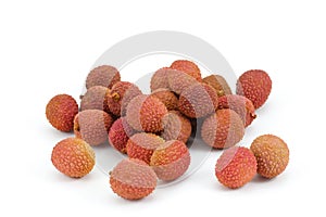 Lychee fruit on white background,