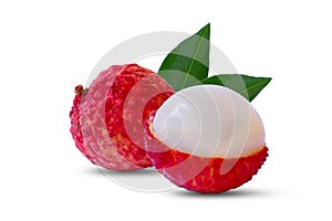 Lychee fruit has a sweet fragrance isolated on a white background.