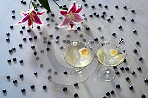 Lychee Martinis with lovely day lily flowers